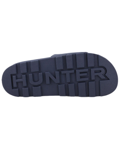 Hunter Navy Coloured Hunter Core Embossed Sliders on white background 