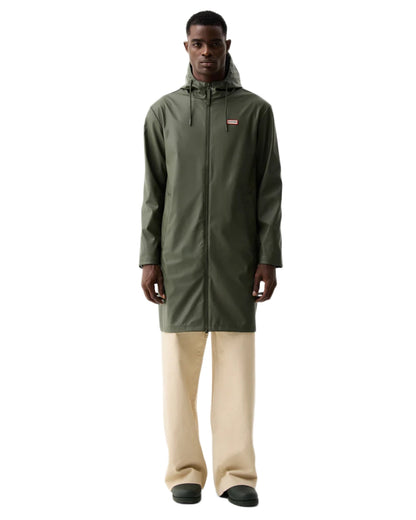 Kambaba Green coloured Hunter Downpour Andrea PU Rain Coat on white background 