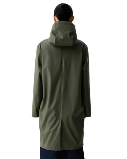 Kambaba Green coloured Hunter Downpour Andrea PU Rain Coat on white background 