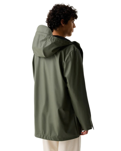 Kambaba Green coloured Hunter Downpour Jo Pu Rain Parka on white background 