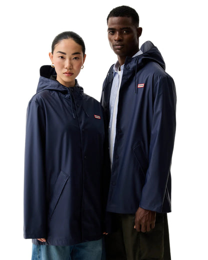 Night Sky coloured Hunter Downpour Jo Pu Rain Parka on white background 