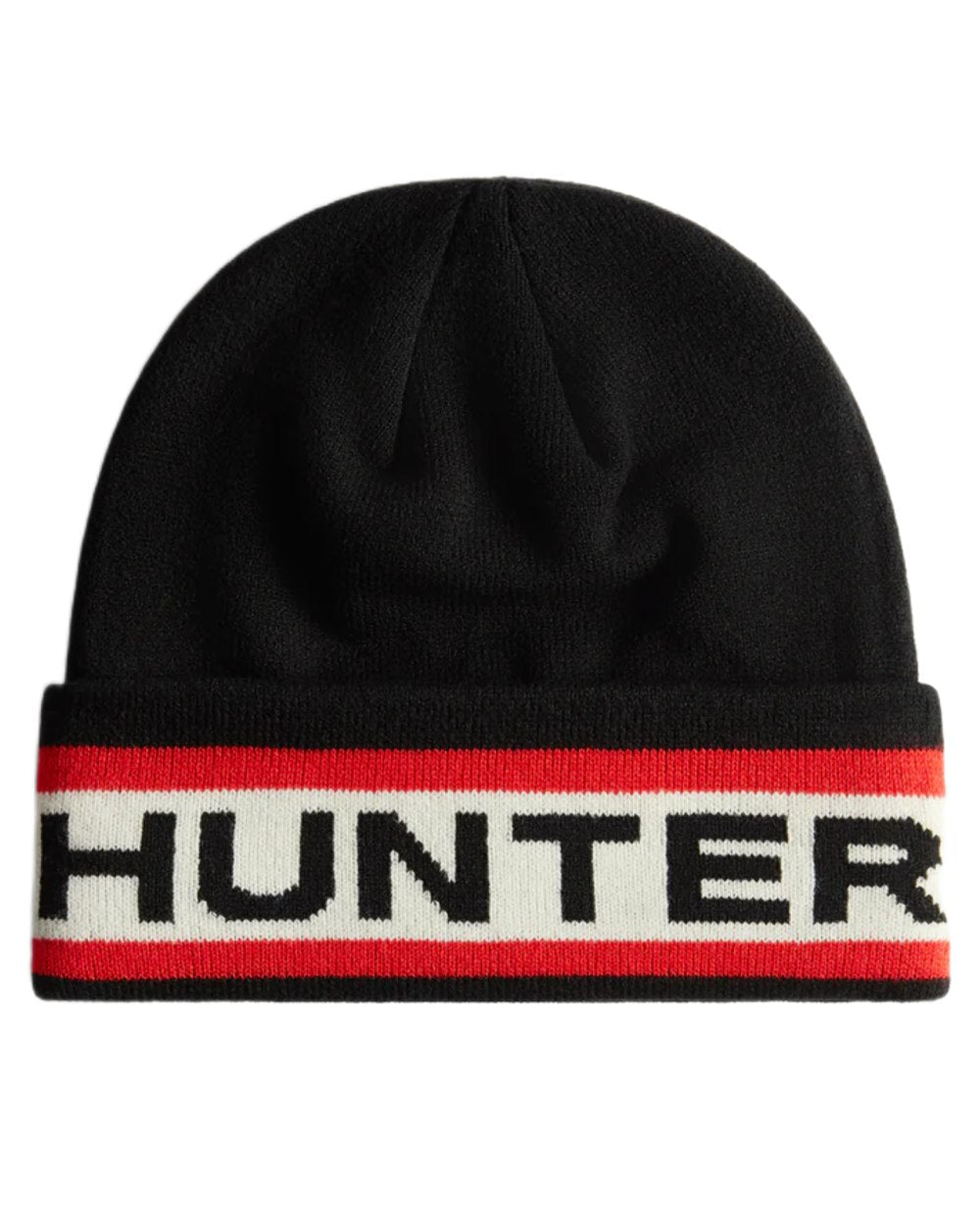 Black coloured Hunter Dunbar Scarf And Beanie Box Set on white background 