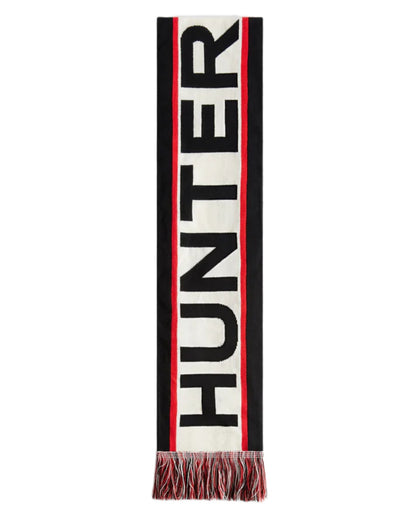 Black coloured Hunter Dunbar Scarf And Beanie Box Set on white background 