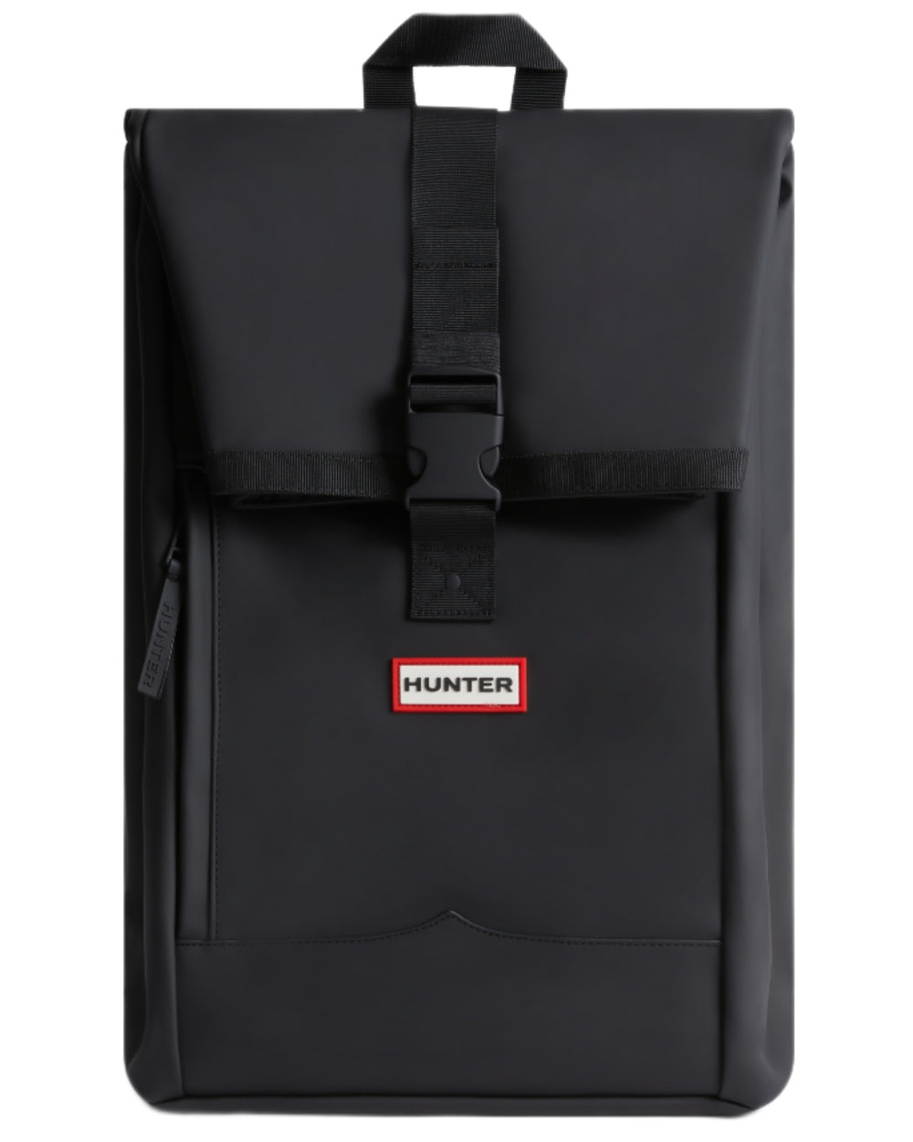 Black coloured Hunter Highlander Roll Top Backpack on white background 