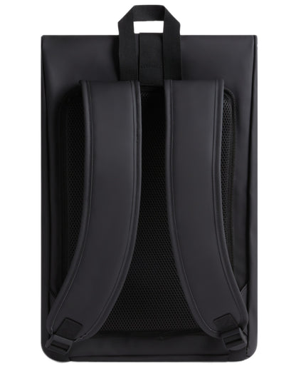 Black coloured Hunter Highlander Roll Top Backpack on white background 