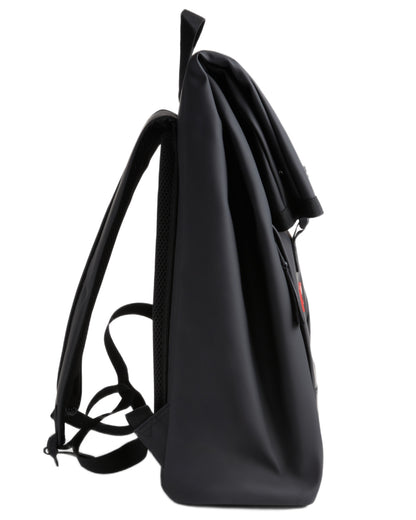 Black coloured Hunter Highlander Roll Top Backpack on white background 
