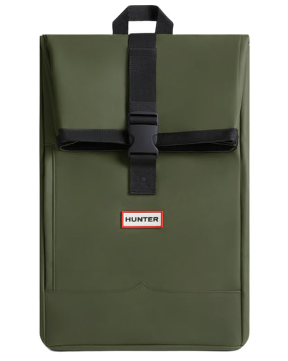 Deep Lichen Green coloured Hunter Highlander Roll Top Backpack on white background 