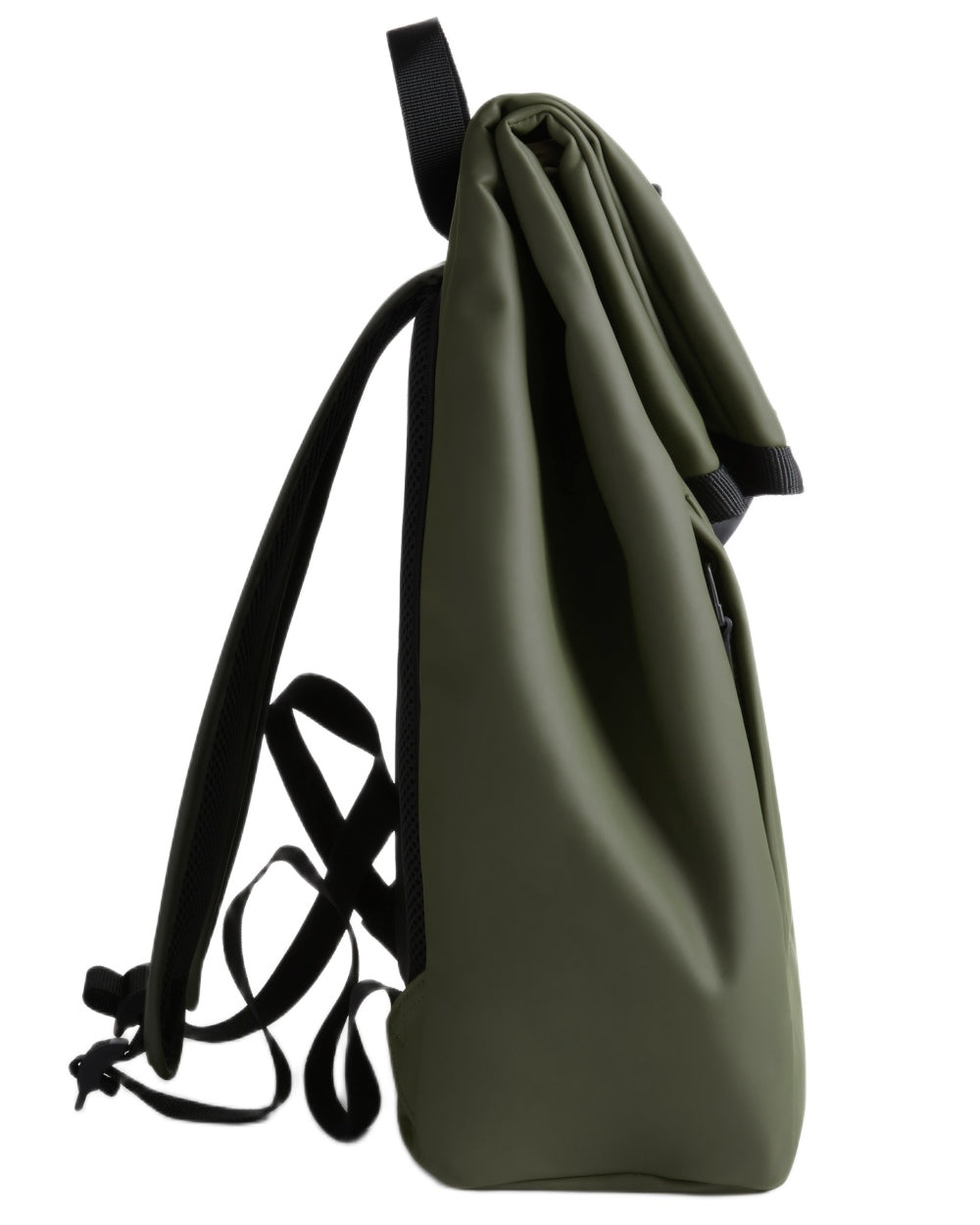 Deep Lichen Green coloured Hunter Highlander Roll Top Backpack on white background 
