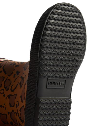 Leopard Print coloured Hunter Kids First Leopard Print Wellington Boots on white background 