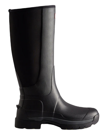 Black coloured Hunter Mens Balmoral Hybrid Tall Wellington Boots on white background 