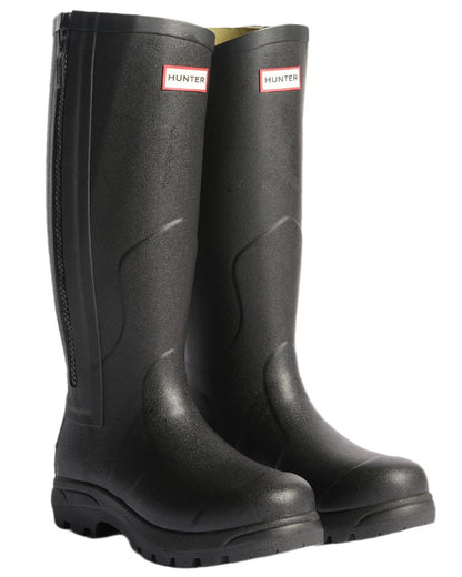 Black Coloured Hunter Mens Balmoral MK II Full Zip Boots on white background 