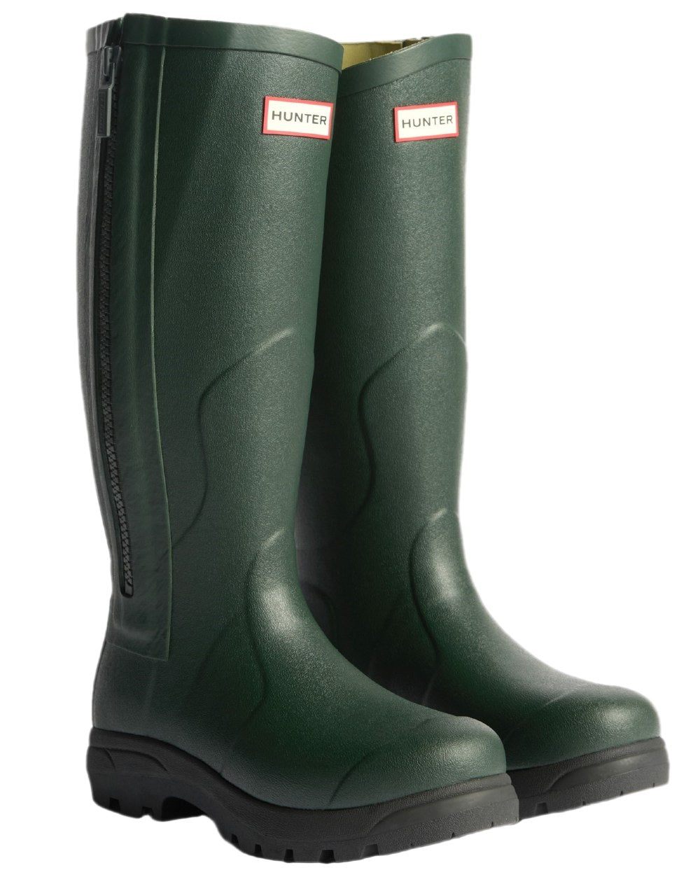 Dark Olive Black Coloured Hunter Mens Balmoral MK II Full Zip Boots on white background 
