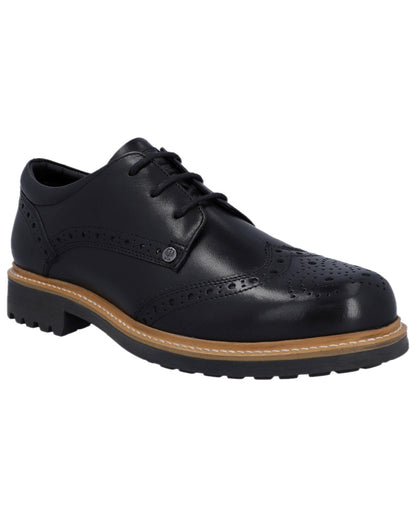 Black Coloured Hunter Mens Cawdor Brogue Gibson Shoes on white background 
