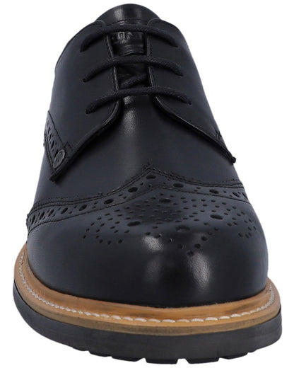 Black Coloured Hunter Mens Cawdor Brogue Gibson Shoes on white background 