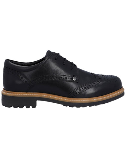 Black Coloured Hunter Mens Cawdor Brogue Gibson Shoes on white background 