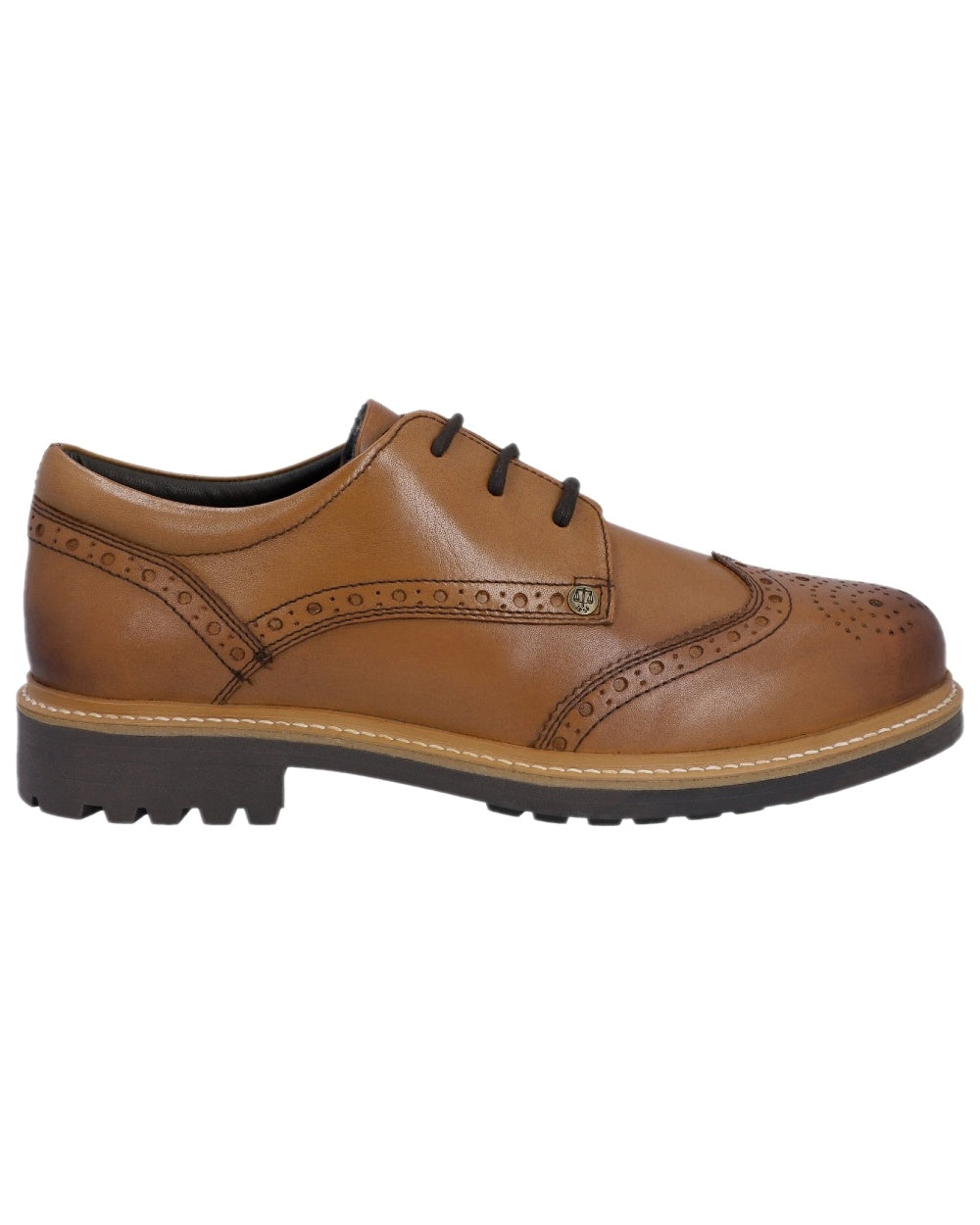 Tan Coloured Hunter Mens Cawdor Brogue Gibson Shoes on white background 
