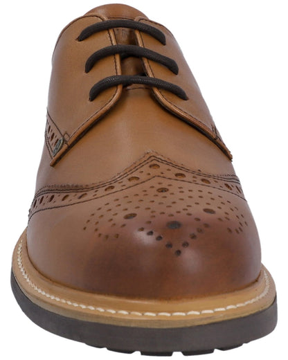 Tan Coloured Hunter Mens Cawdor Brogue Gibson Shoes on white background 