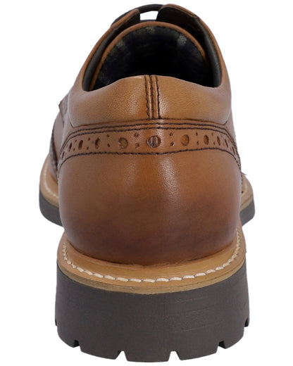 Tan Coloured Hunter Mens Cawdor Brogue Gibson Shoes on white background 