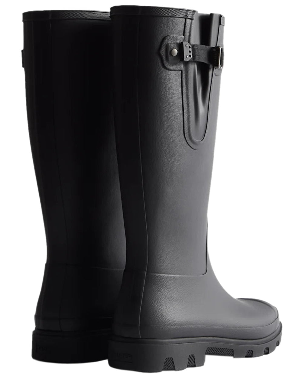 Black Coloured Hunter Mens Downpour Adjustable Field Boots on white background 