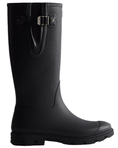 Black Coloured Hunter Mens Downpour Adjustable Tall Boots on white background 