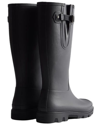 Black Coloured Hunter Mens Downpour Adjustable Tall Boots on white background 