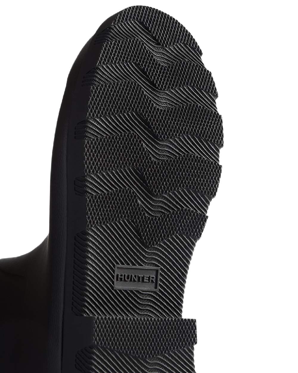 Black Coloured Hunter Mens Downpour Adjustable Tall Boots on white background 
