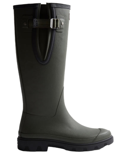 Dark Olive Black Coloured Hunter Mens Downpour Adjustable Tall Boots on white background 