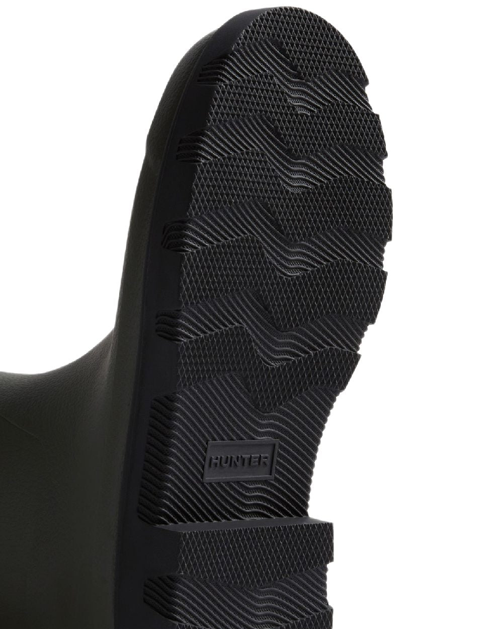 Dark Olive Black Coloured Hunter Mens Downpour Adjustable Tall Boots on white background 