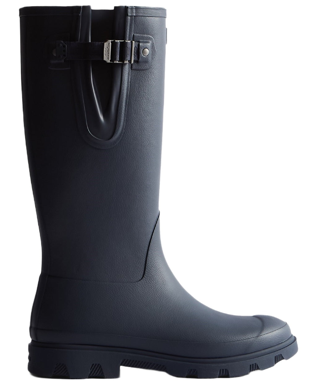 Hunter Navy Coloured Hunter Mens Downpour Adjustable Tall Boots on white background 