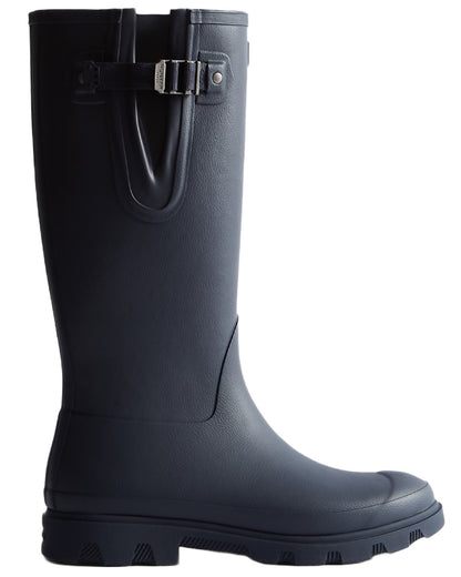 Hunter Navy Coloured Hunter Mens Downpour Adjustable Tall Boots on white background 