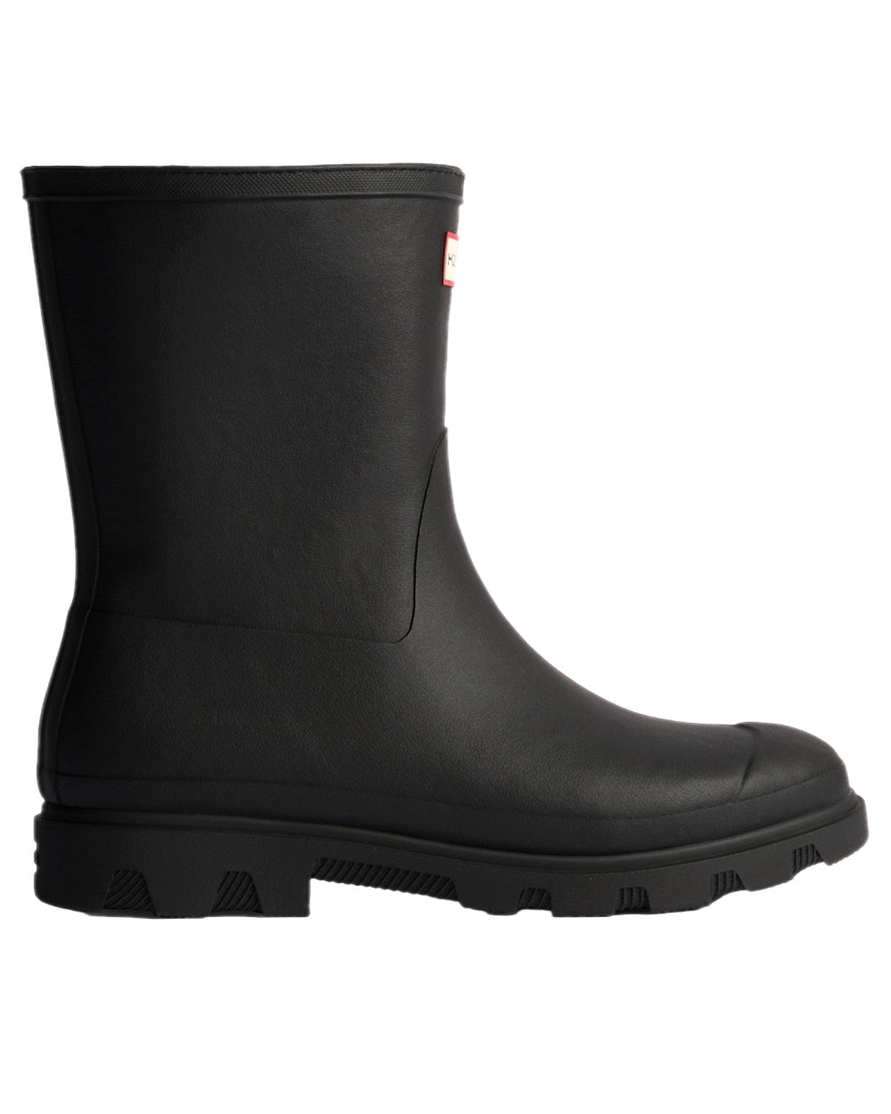 Black Coloured Hunter Mens Downpour Insulated Short Boots on white background 