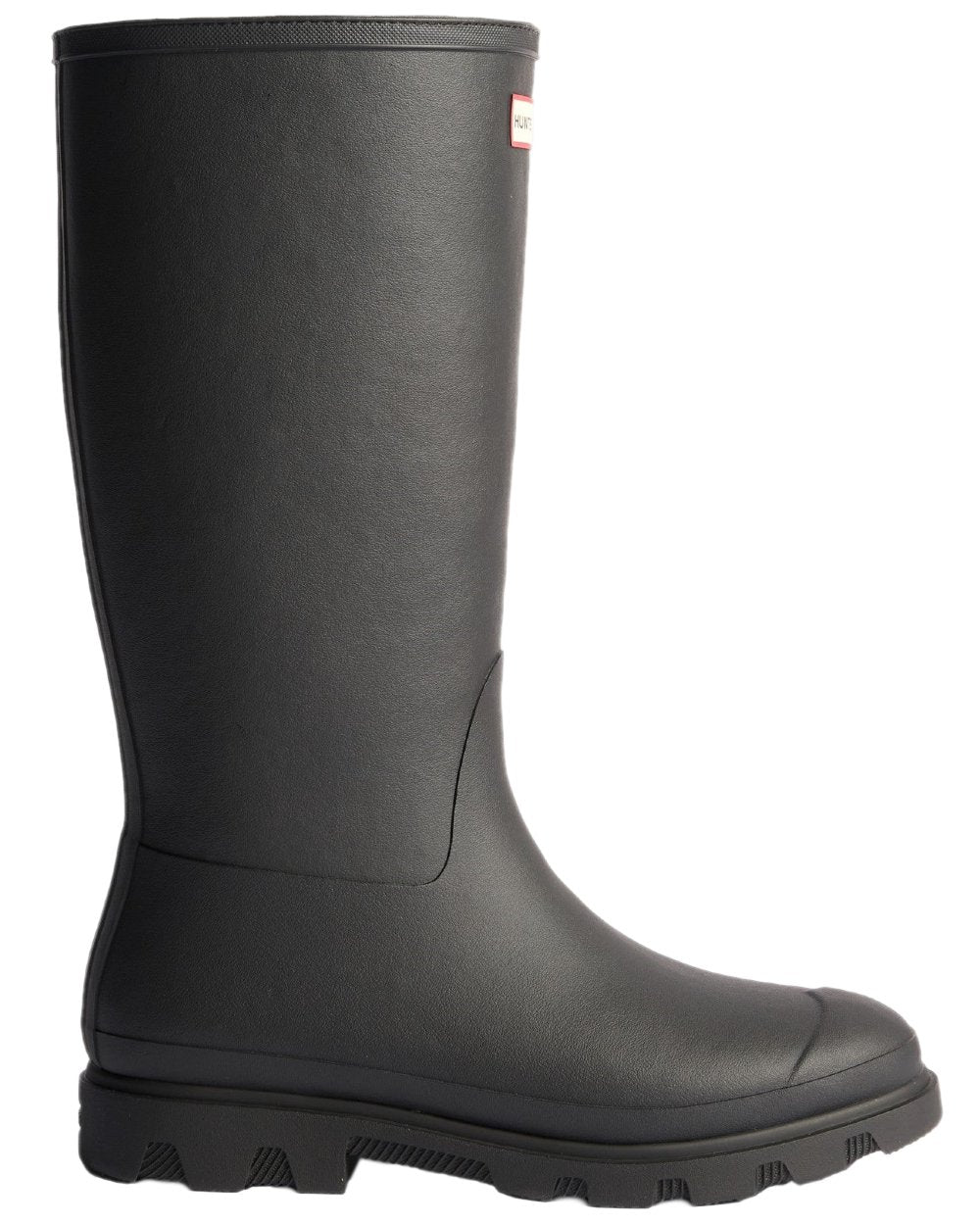 Black Coloured Hunter Mens Downpour Insulated Tall Boots on white background 