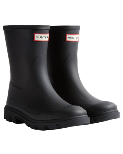 Black Coloured Hunter Mens Downpour Short Boots on white background 