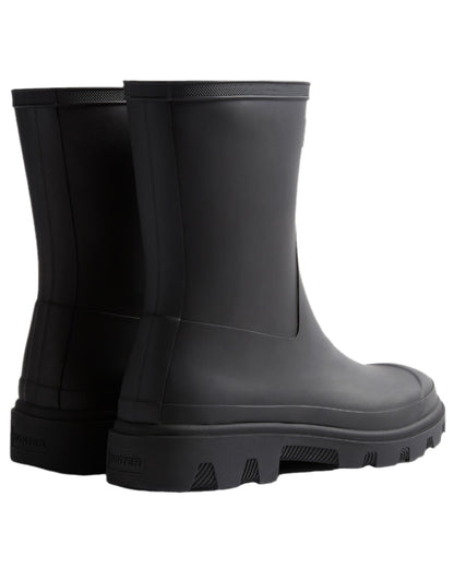 Black Coloured Hunter Mens Downpour Short Boots on white background 