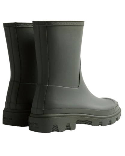 Dark Olive Coloured Hunter Mens Downpour Short Boots on white background 