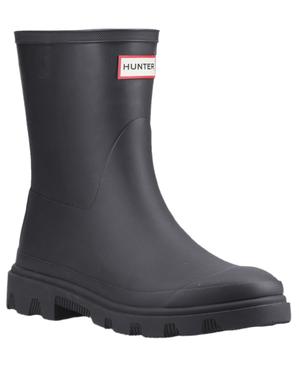 Hunter Navy Coloured Hunter Mens Downpour Short Boots on white background 