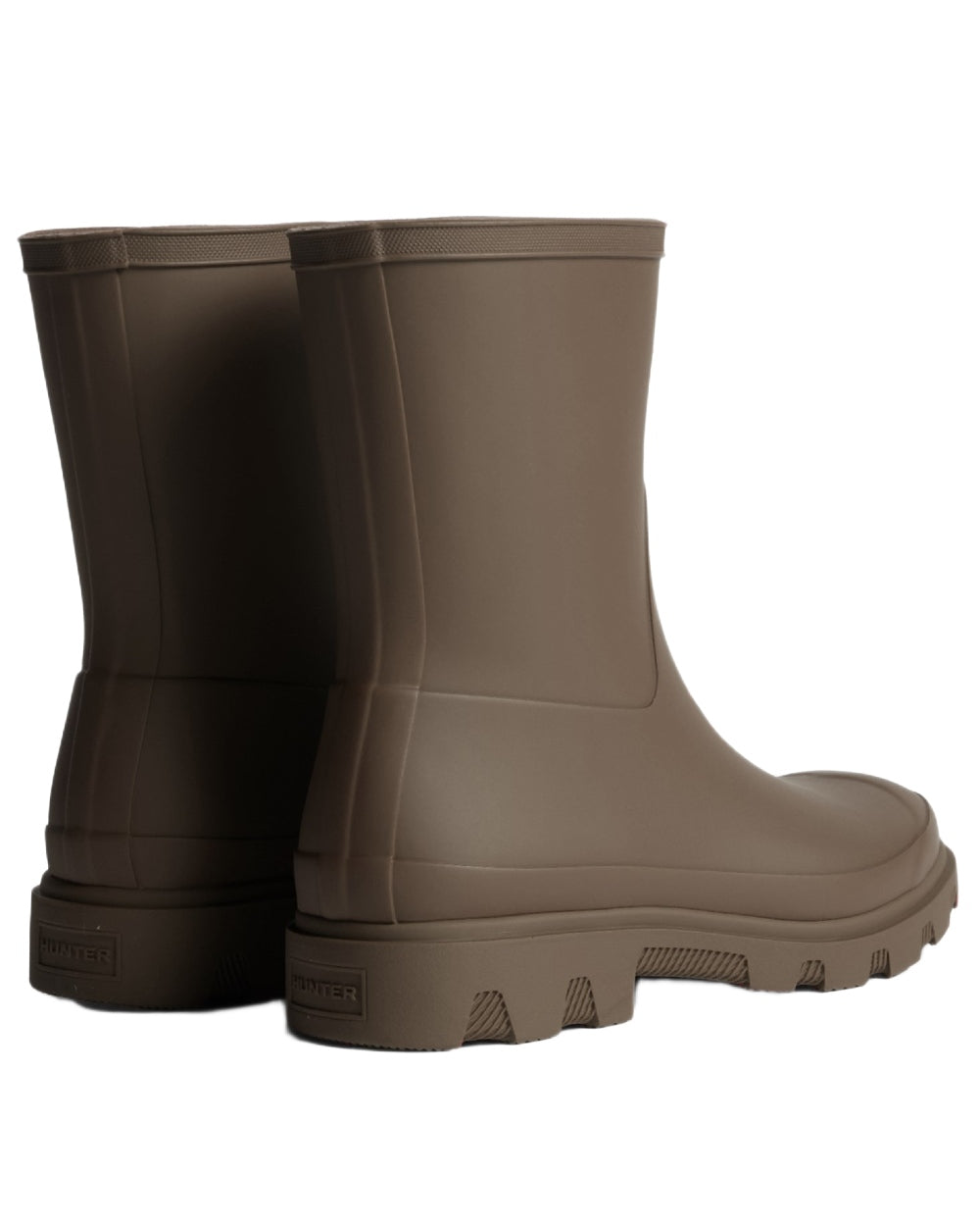 Chocolate Brown Coloured Hunter Mens Downpour Short Boots on white background 