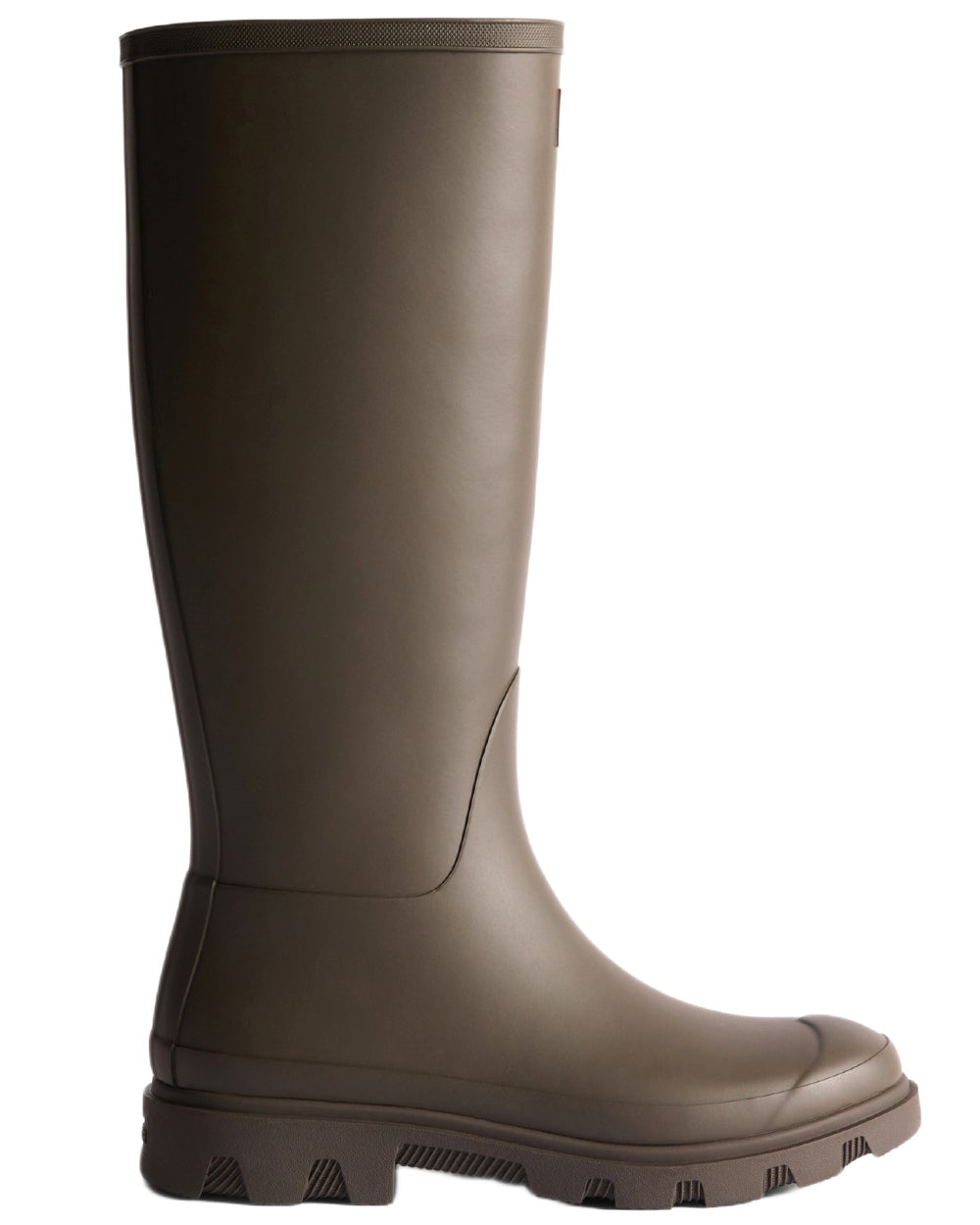 Chocolate Brown Coloured Hunter Mens Downpour Tall Wellingtons on white background 
