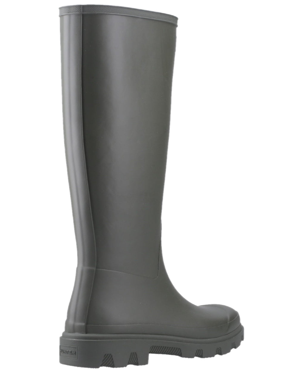 Dark Olive Coloured Hunter Mens Downpour Tall Wellingtons on white background
