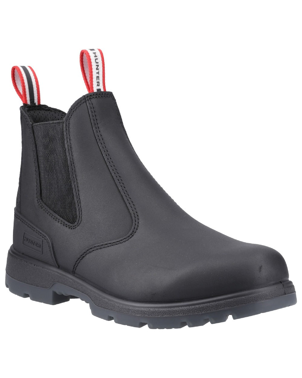Black Coloured Hunter Mens Drift Dealer Boots on white background 