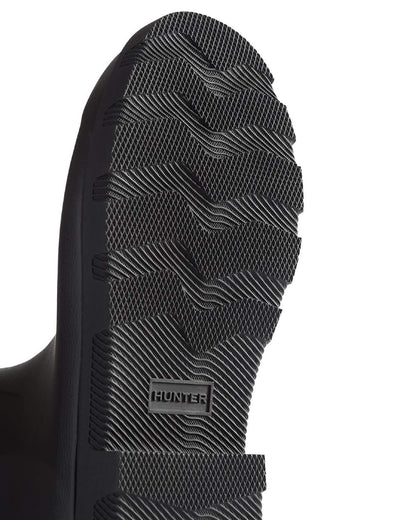 Black coloured Hunter Mens Field Downpour Adjustable Wellingtons on white background 