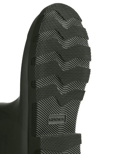 Dark Olive Black coloured Hunter Mens Field Downpour Adjustable Wellingtons on white background 