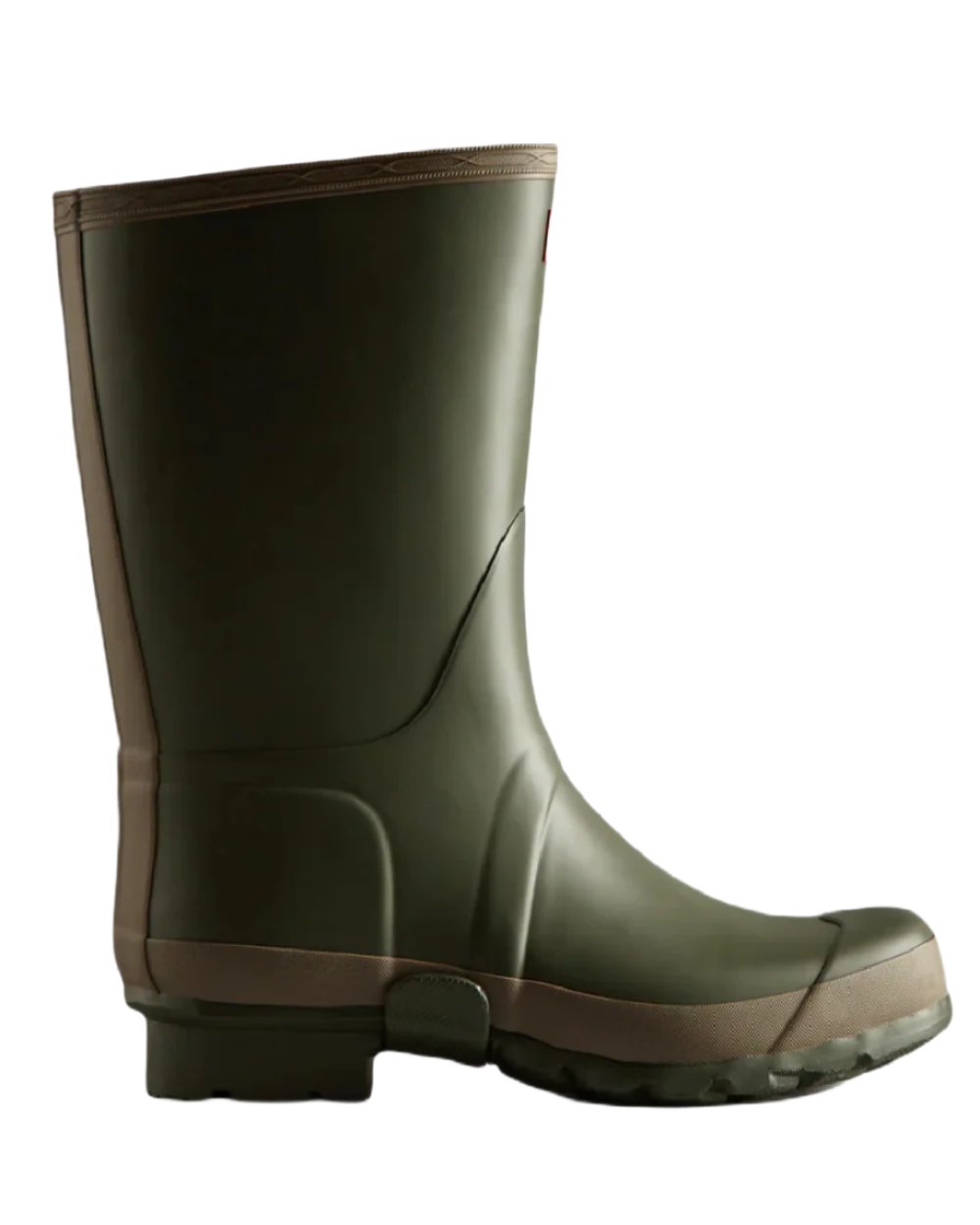 Dark Olive Clay coloured Hunter Mens Gardener Wellington Boots on white background 