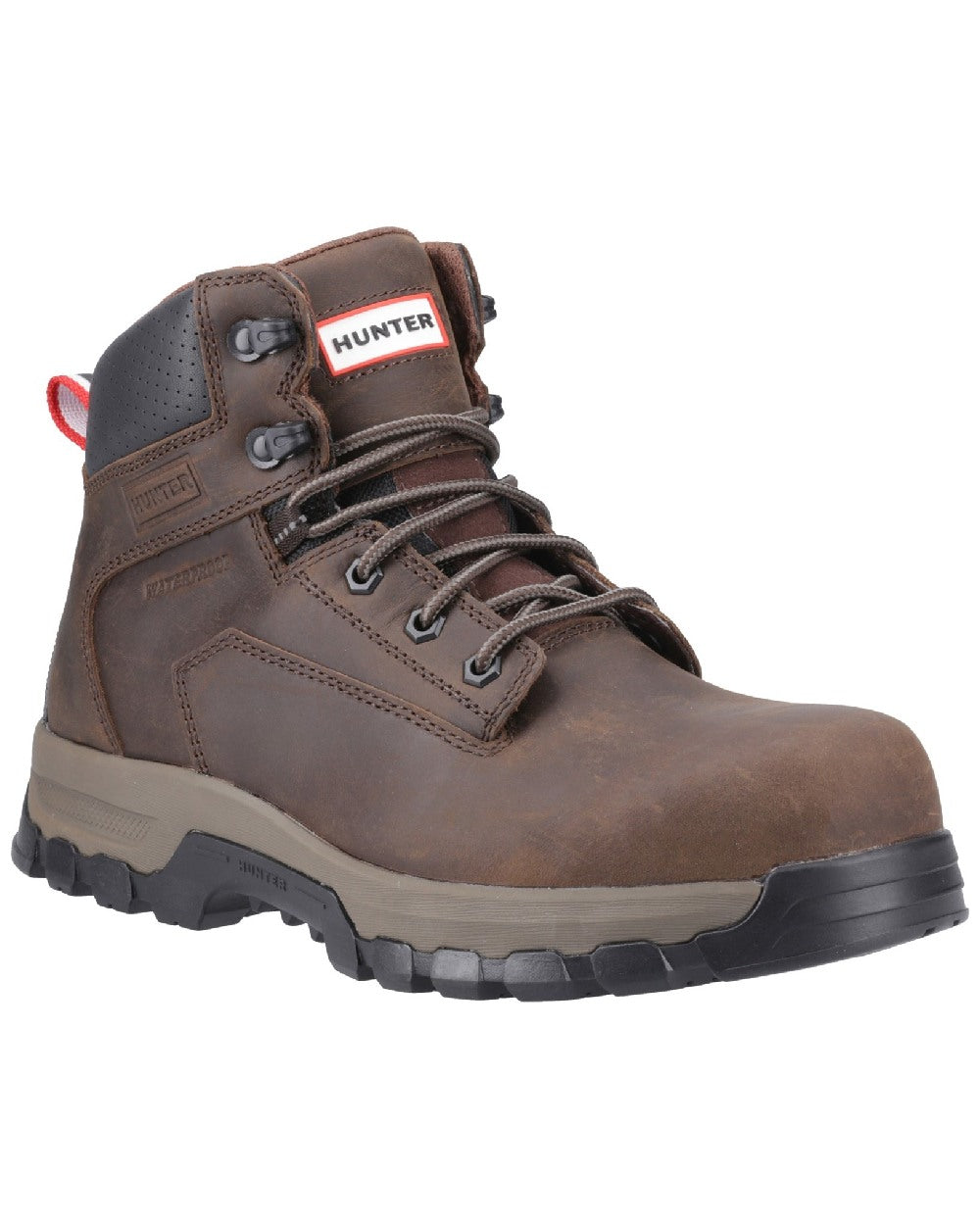 Brown Coloured Hunter Mens Lightning Safety Boots on white background 