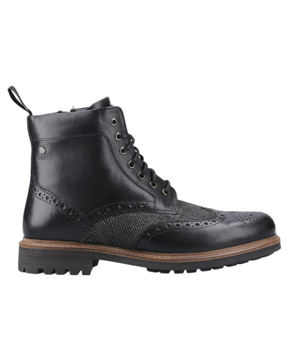 Black coloured Hunter Mens Loch Brogue Ankle Boots on white background 