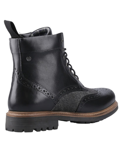 Black coloured Hunter Mens Loch Brogue Ankle Boots on white background 