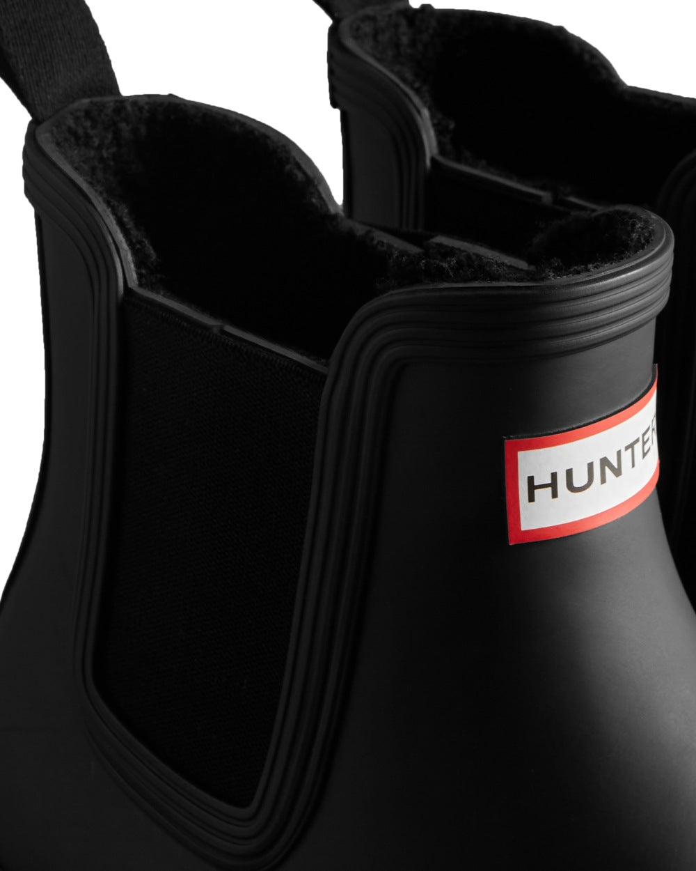 Black coloured Hunter Mens Original Chelsea Insulated Boots on white background 