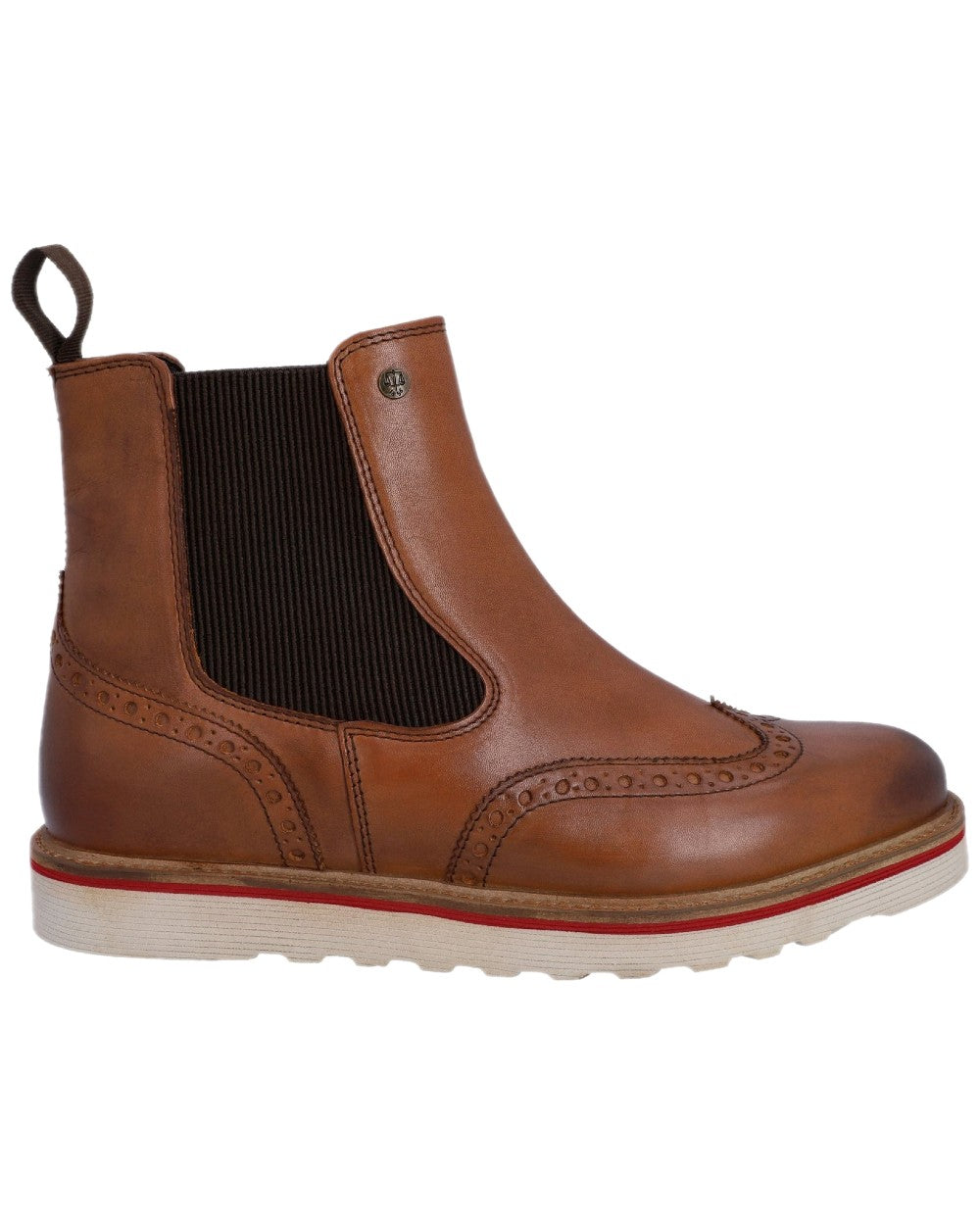 Tan Coloured Hunter Mens Orkney Brogue Dealer Boots on white background 