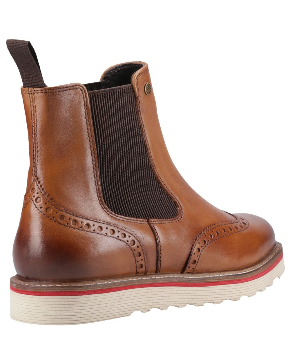 Tan Coloured Hunter Mens Orkney Brogue Dealer Boots on white background 