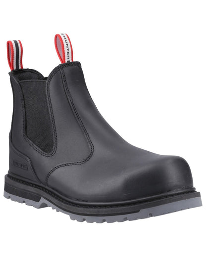 Black Coloured Hunter Mens Thunder Dealer Boots on white background 